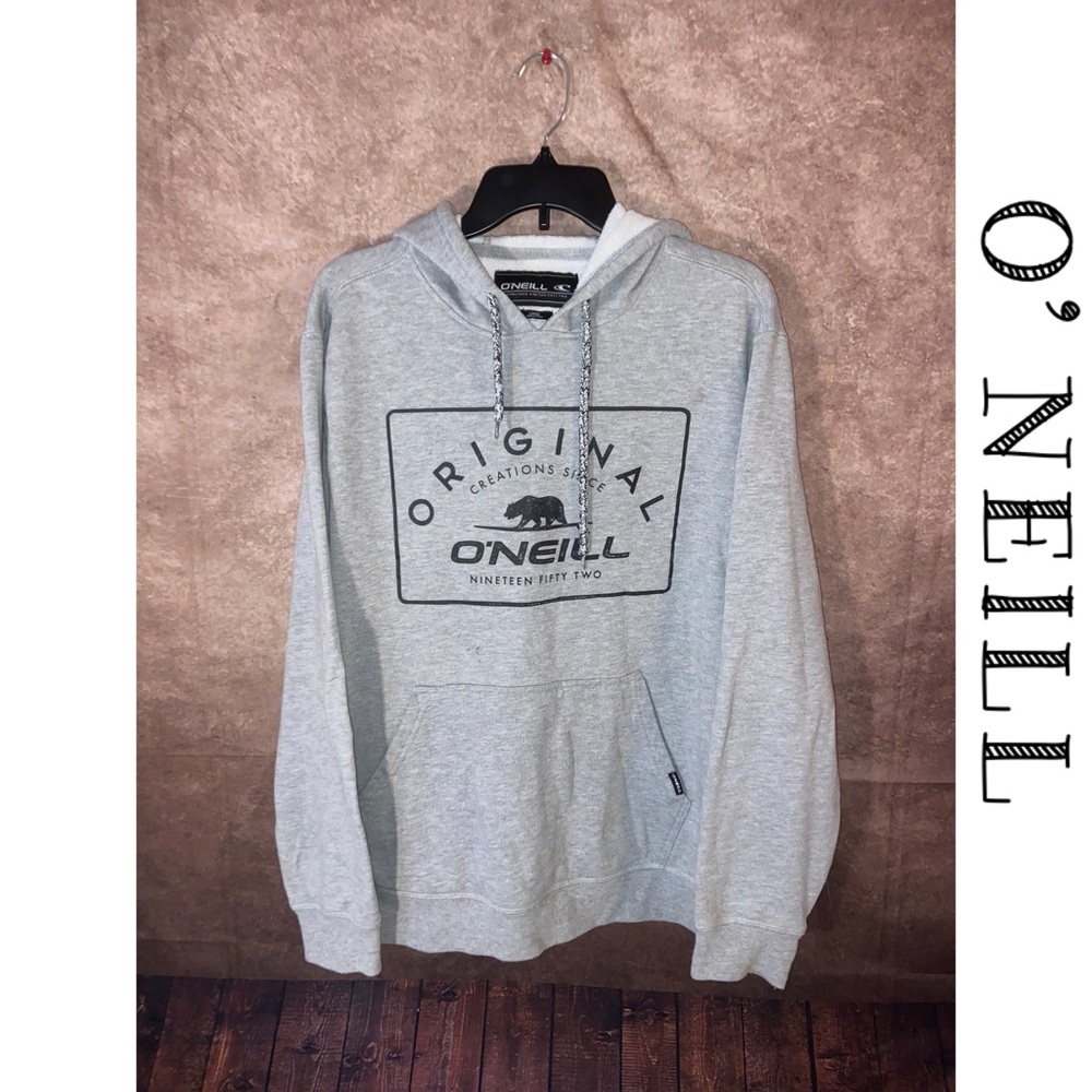 O’Neill-Grey/Black Pullover Hoodie-Men’s size L-EUC